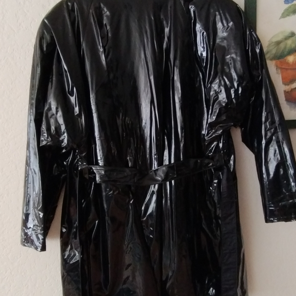 Vintage  Black  Vinyl Ladies Rain Coat - by Gallery - Picture 4 of 5